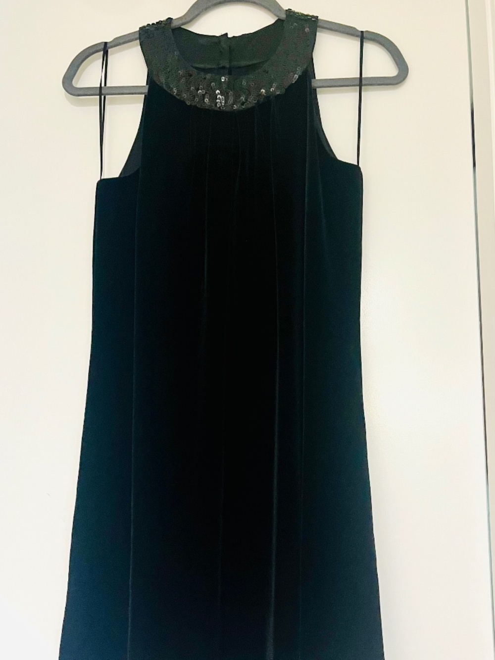 Elegant Velvet Dress with Sequin Collar